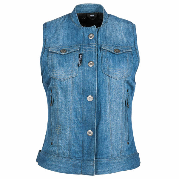 Womens denim motorcycle vest sales